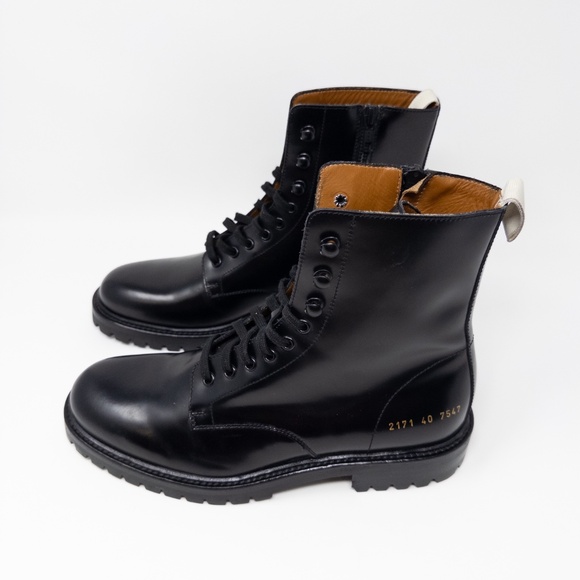 Common Projects Black Combat Boots Mens 40 EU 7 US - Picture 2 of 6